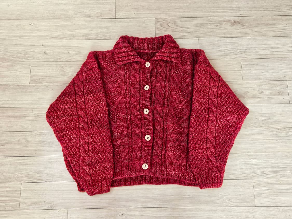 꽃소녀빈티지 크리스마스 레드 니트가디건 상품이미지4
