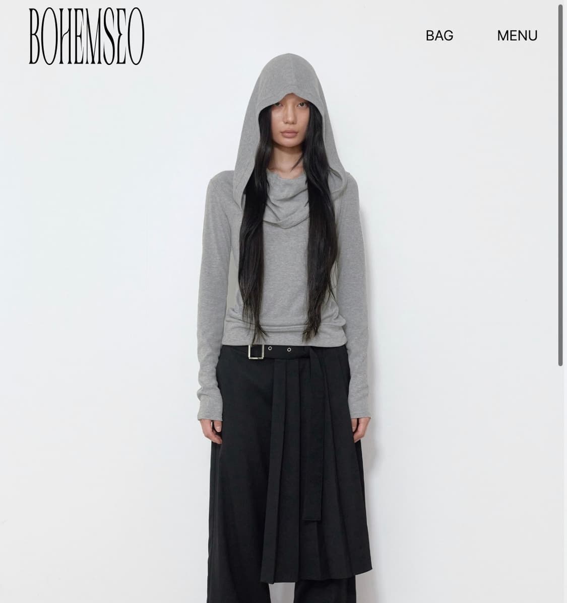 보헤미안서울 SOFT COWL HOOD T 소프트 카울 후드티 그레이 상품이미지1