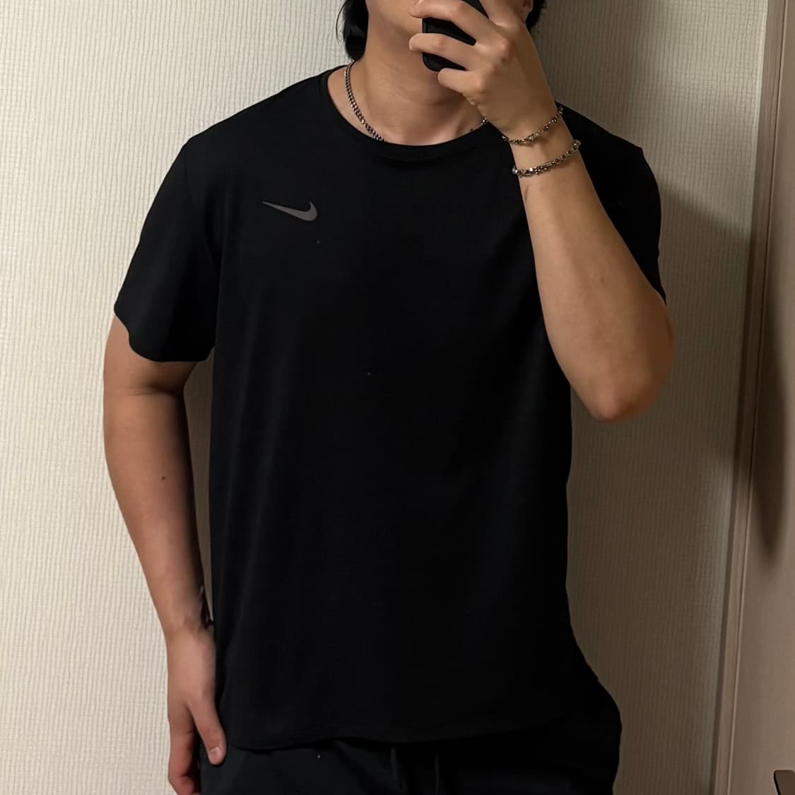 정품 나이키 드라이핏 스우시 블랙 반팔 기능성 티셔츠 상품이미지1