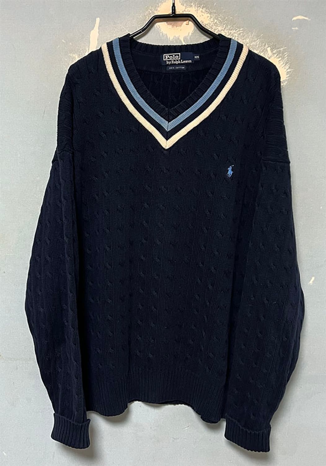 POLO 폴로 남자 크리켓니트 브이넥 꽈배기 4XL 120 상품이미지1