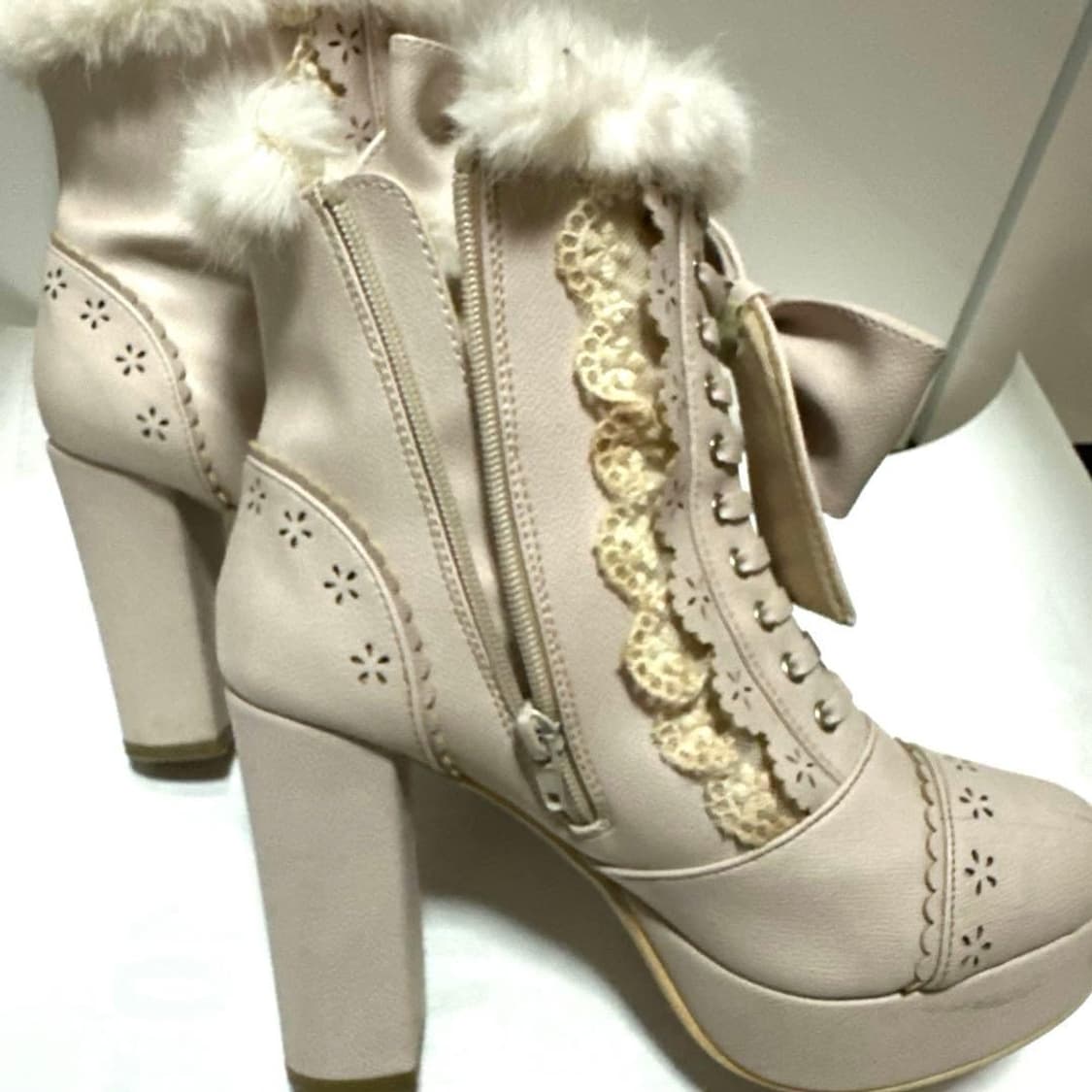 리즈리사 라떼갸루 퍼 굽높이 구두 부츠 상품이미지2