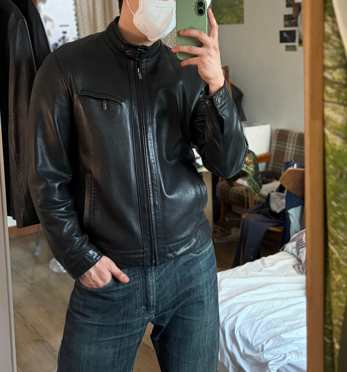 이탈리아 램스킨 미니멀 라이더 자켓 상품이미지9