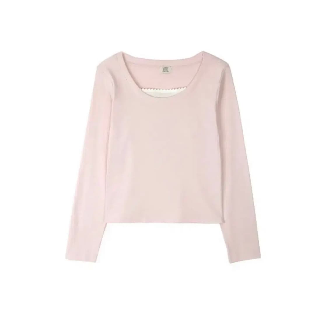 레터프롬문 마레니 레이스 레이어드 티셔츠 핑크 상품이미지2