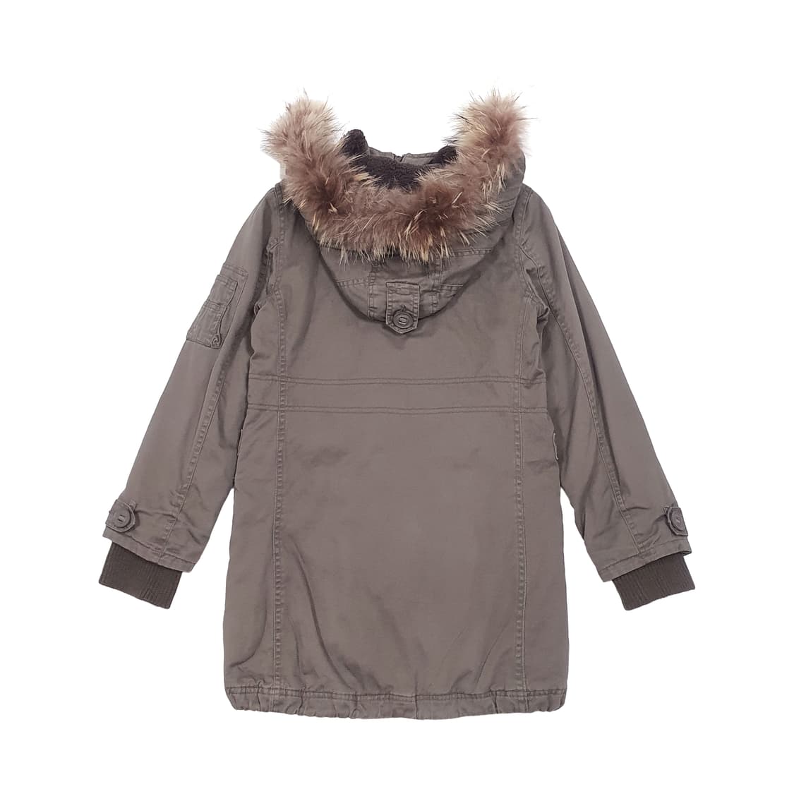 타누키 퍼 누빔 야상 점퍼 카키 브라운 상품이미지3