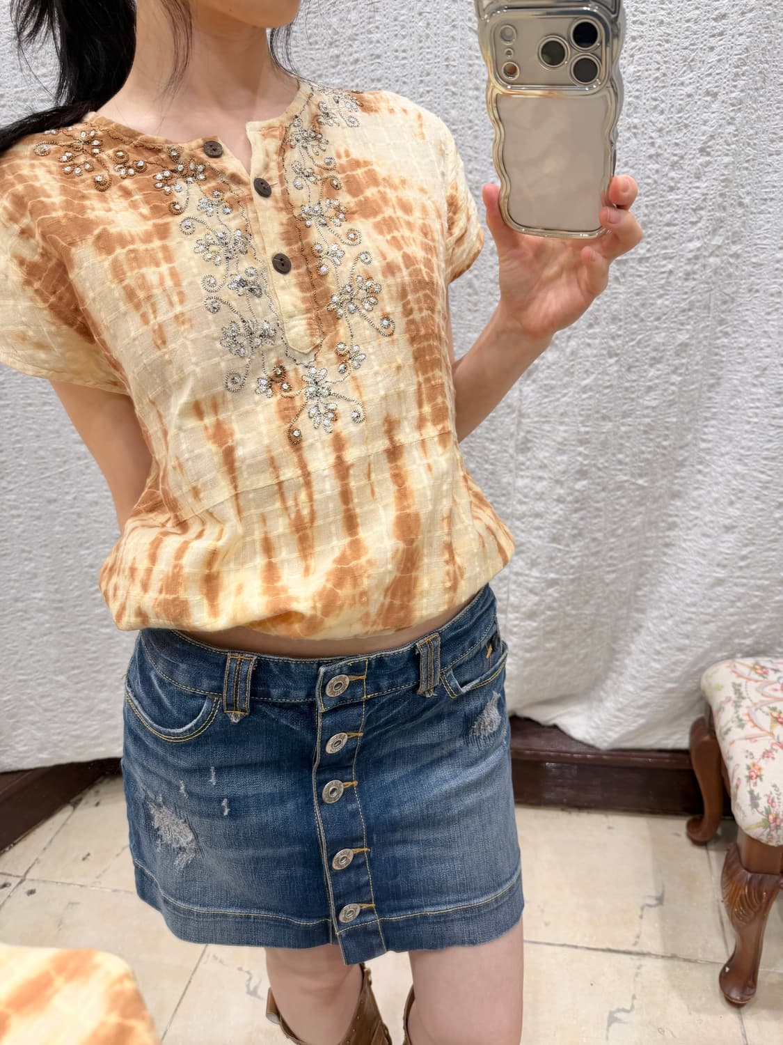Front buttons mini skirt 상품이미지2