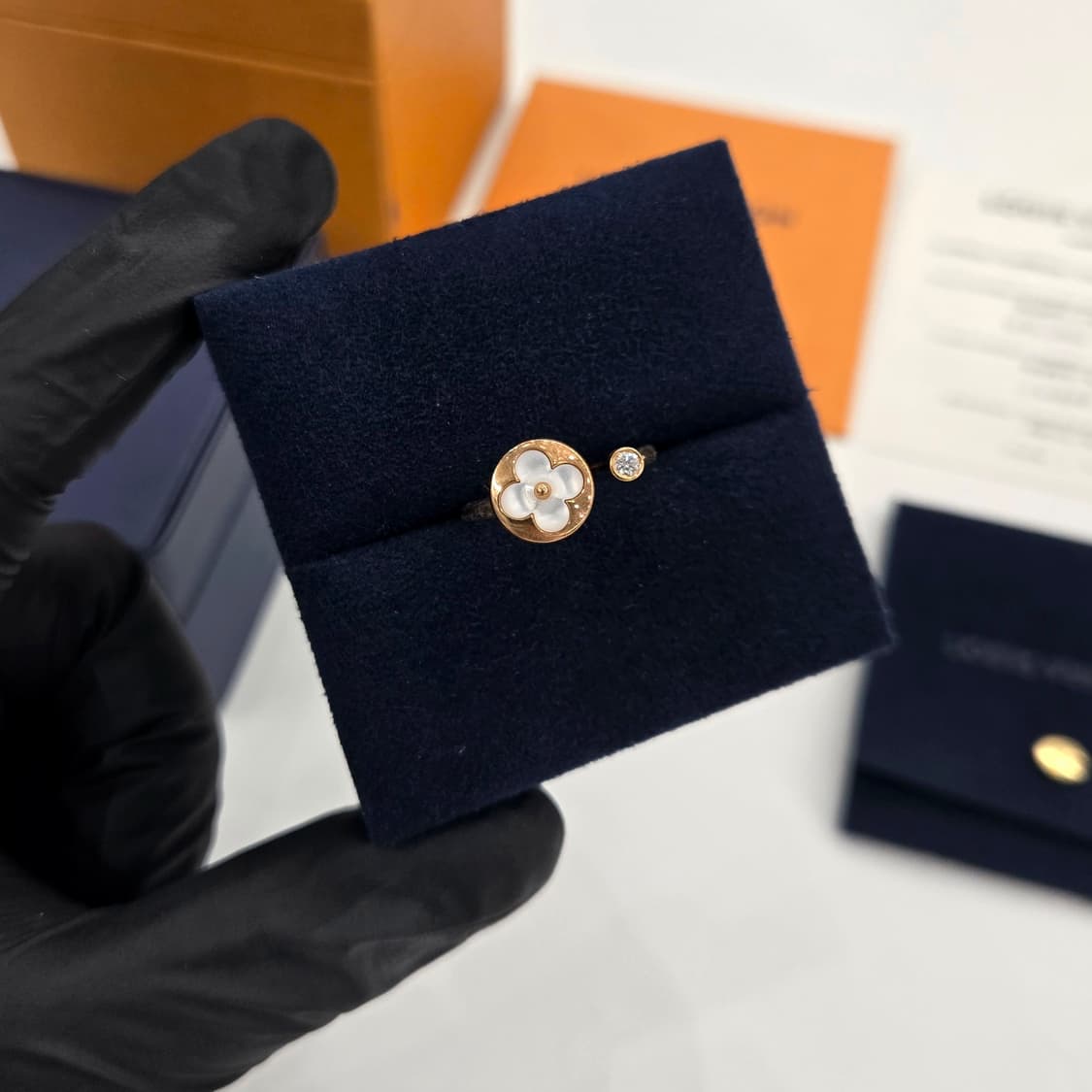 루이비통 다이아몬드 18K 컬러 블라썸 미니 썬 반지 링 54호 상품이미지3