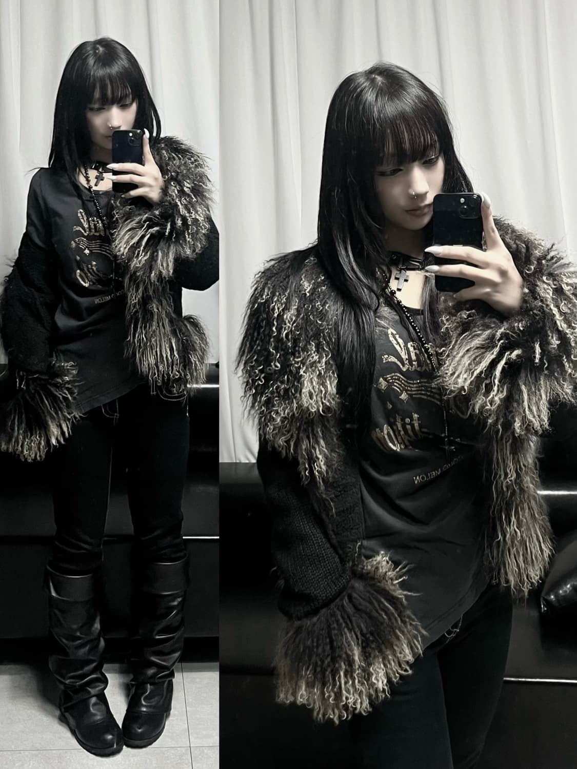 Black Fur Knit Jacket 상품이미지1