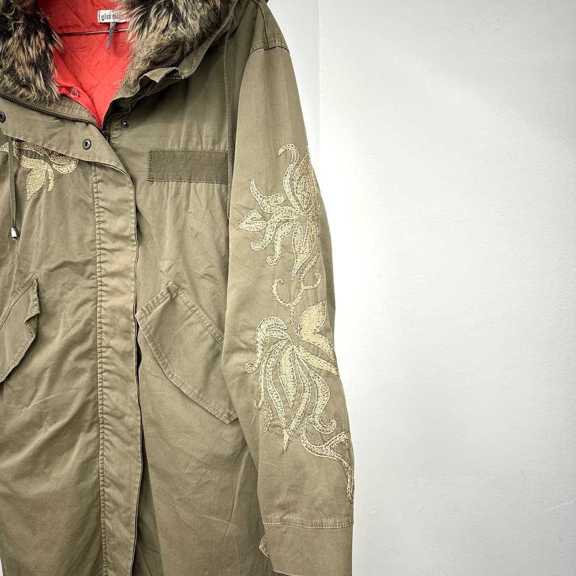 Embroidery fur parka jacket 상품이미지2