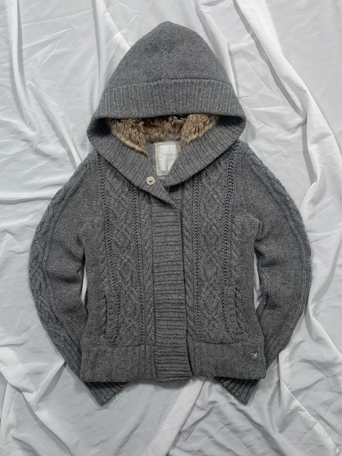 American Eagle Fur Hood Knit Zip-Up 상품이미지6