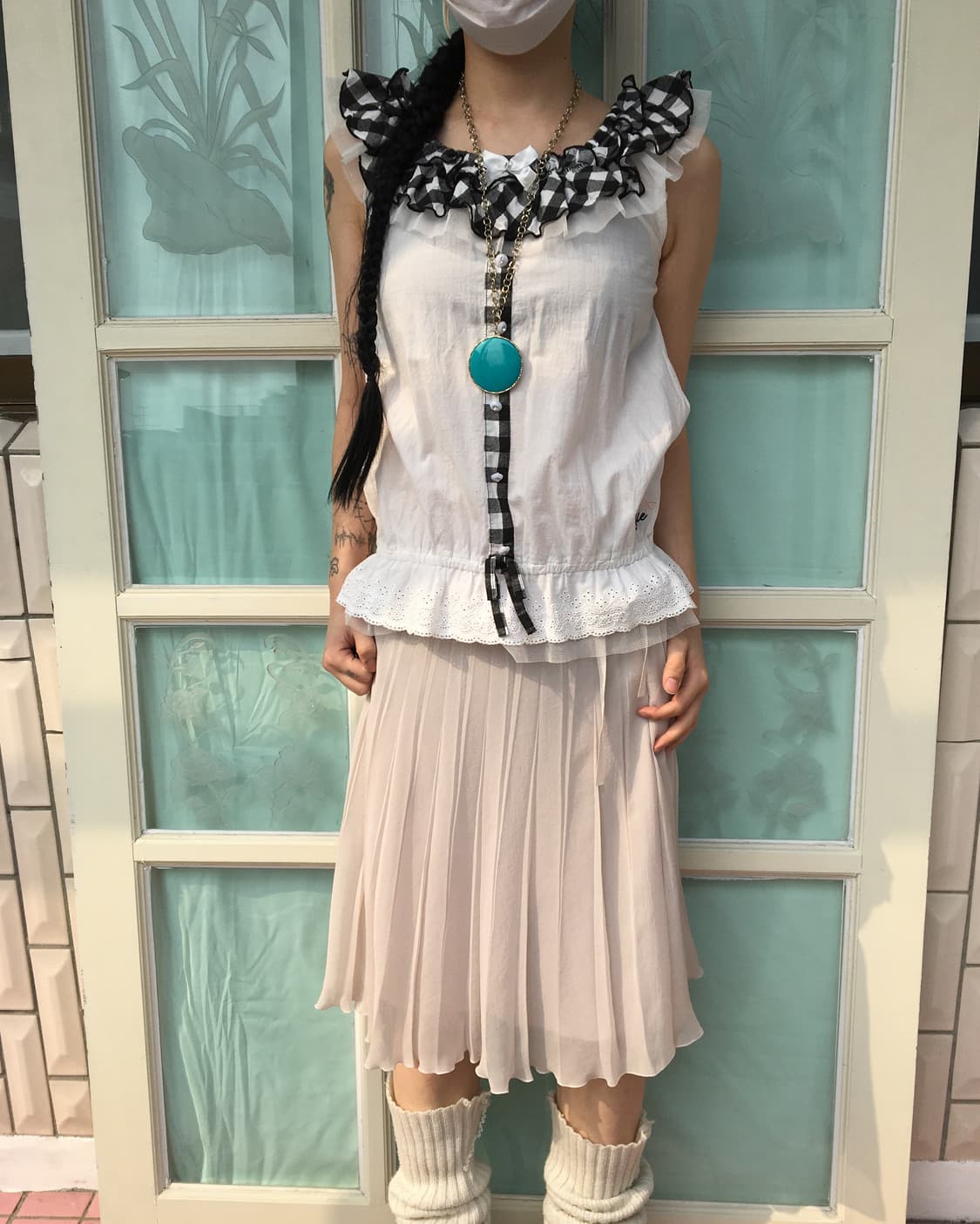 Check pattern frill point sleeveless 상품이미지6