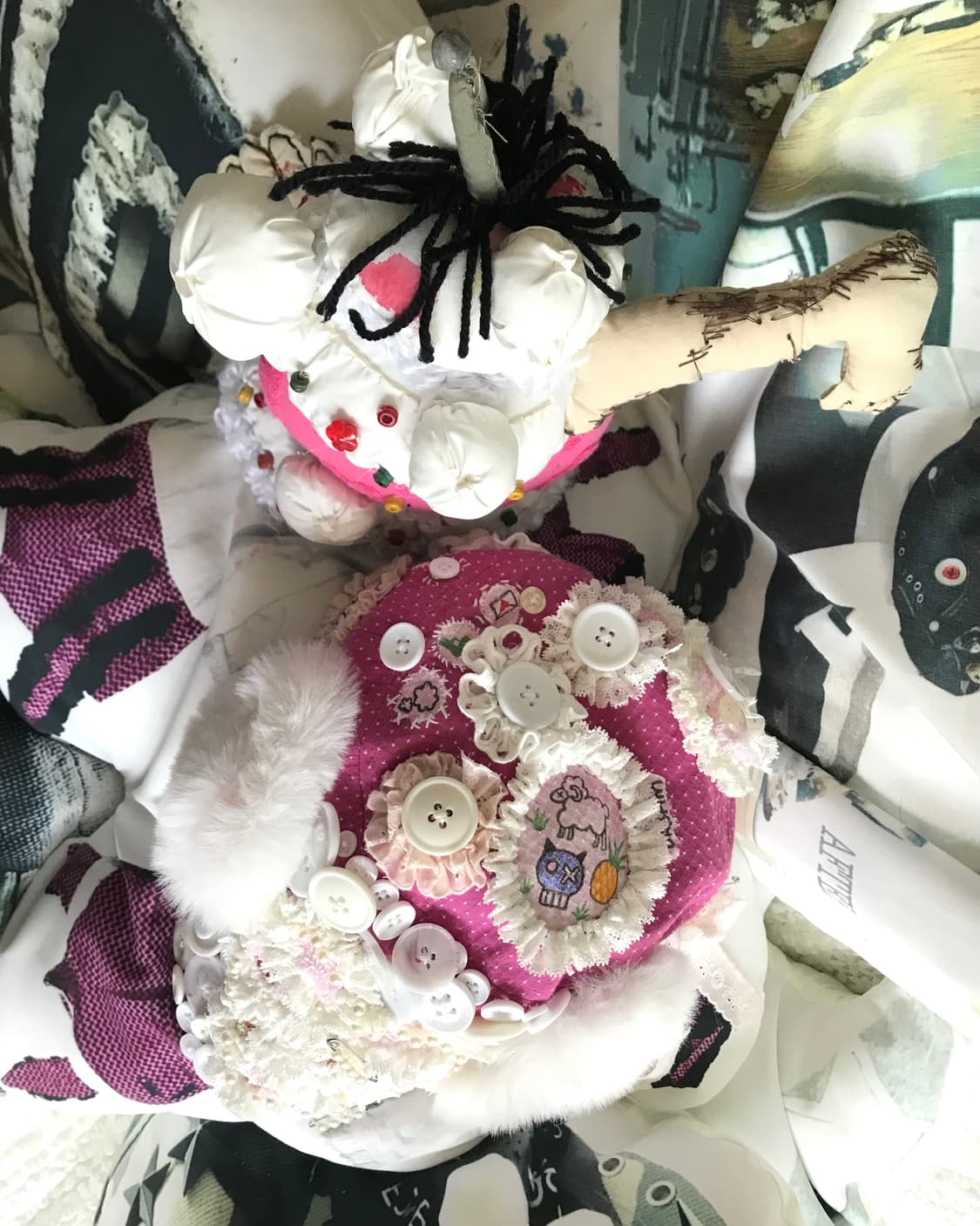 Kitsch drawing button fur Cat-Ear cap 상품이미지4