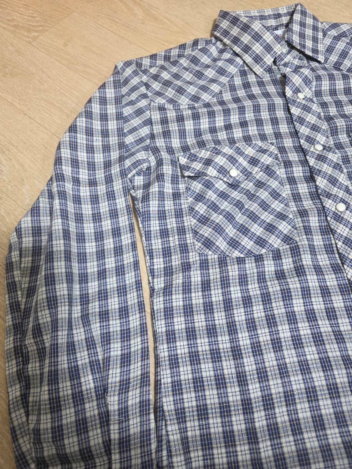 80s 빈티지 랭글러 웨스턴 체크 셔츠 S 상품이미지5