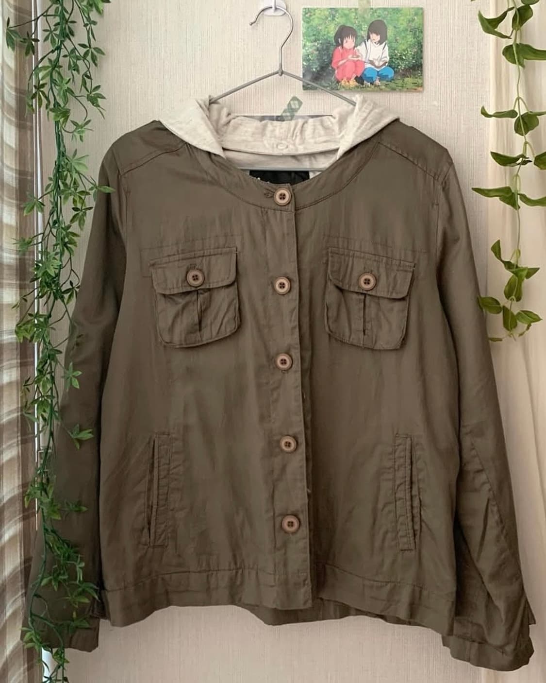 빈티지 후드 카키 자켓 상품이미지1