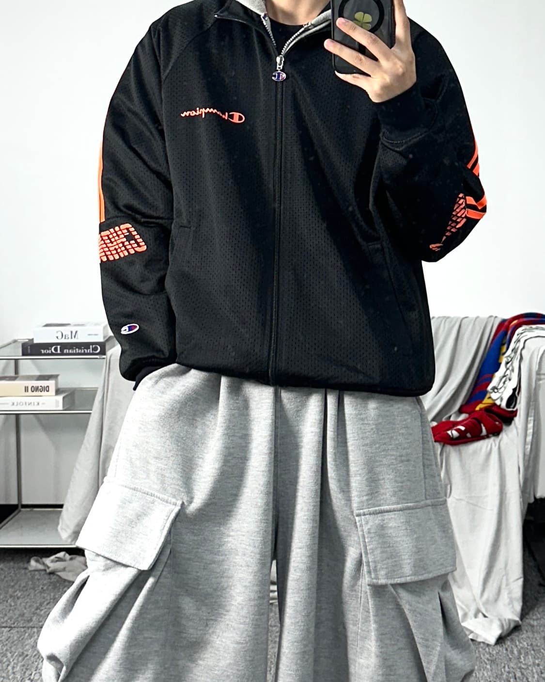 챔피온 제펜 오렌지 블랙 트랙탑 져지 L 상품이미지3