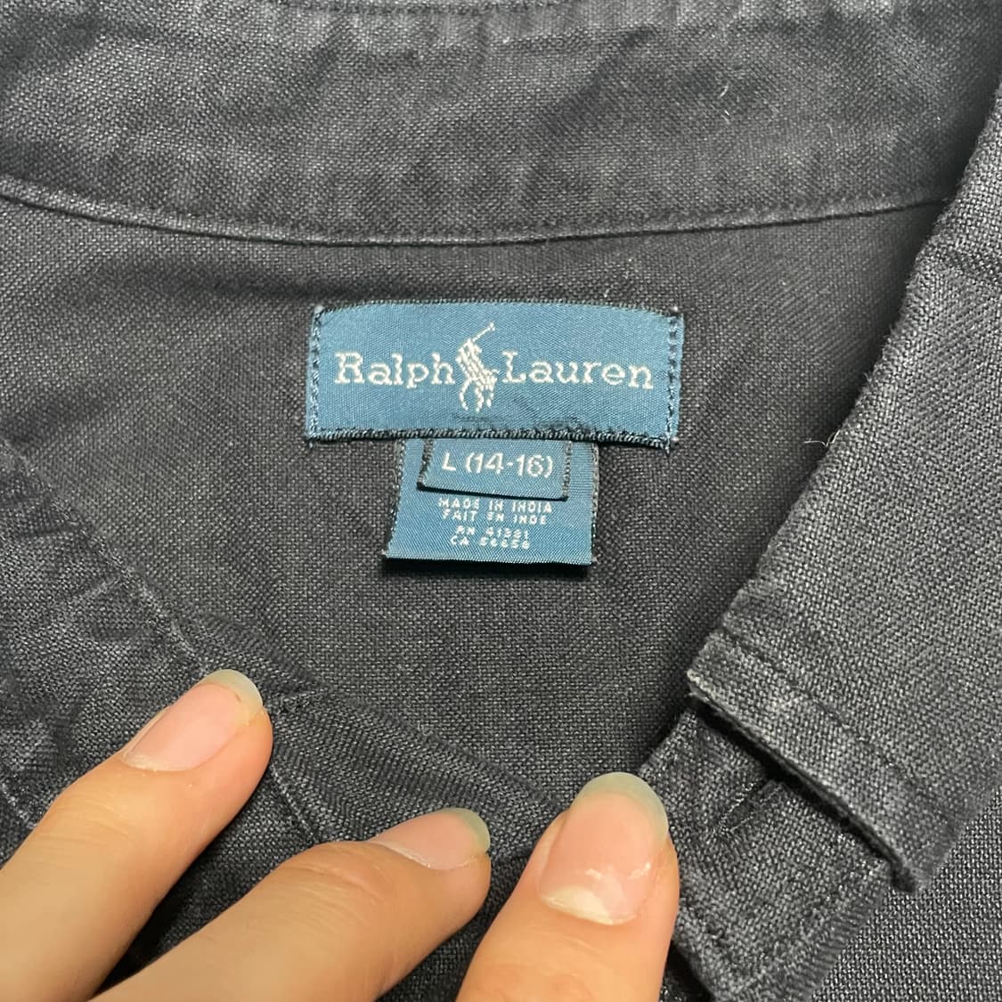 L 폴로랄프로렌 빅포니 블랙 코튼 셔츠 상품이미지4