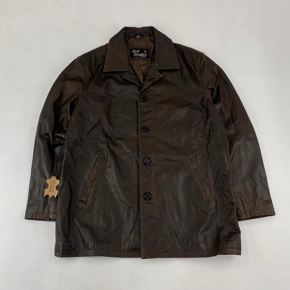 빈티지 천연 가죽 브라운 레더 카 코트(108) 상품이미지1