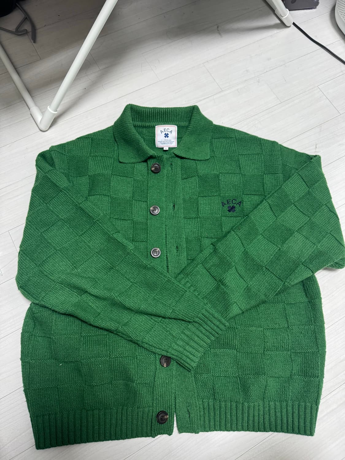 에이카화이트 가디건 그린 s 상품이미지1