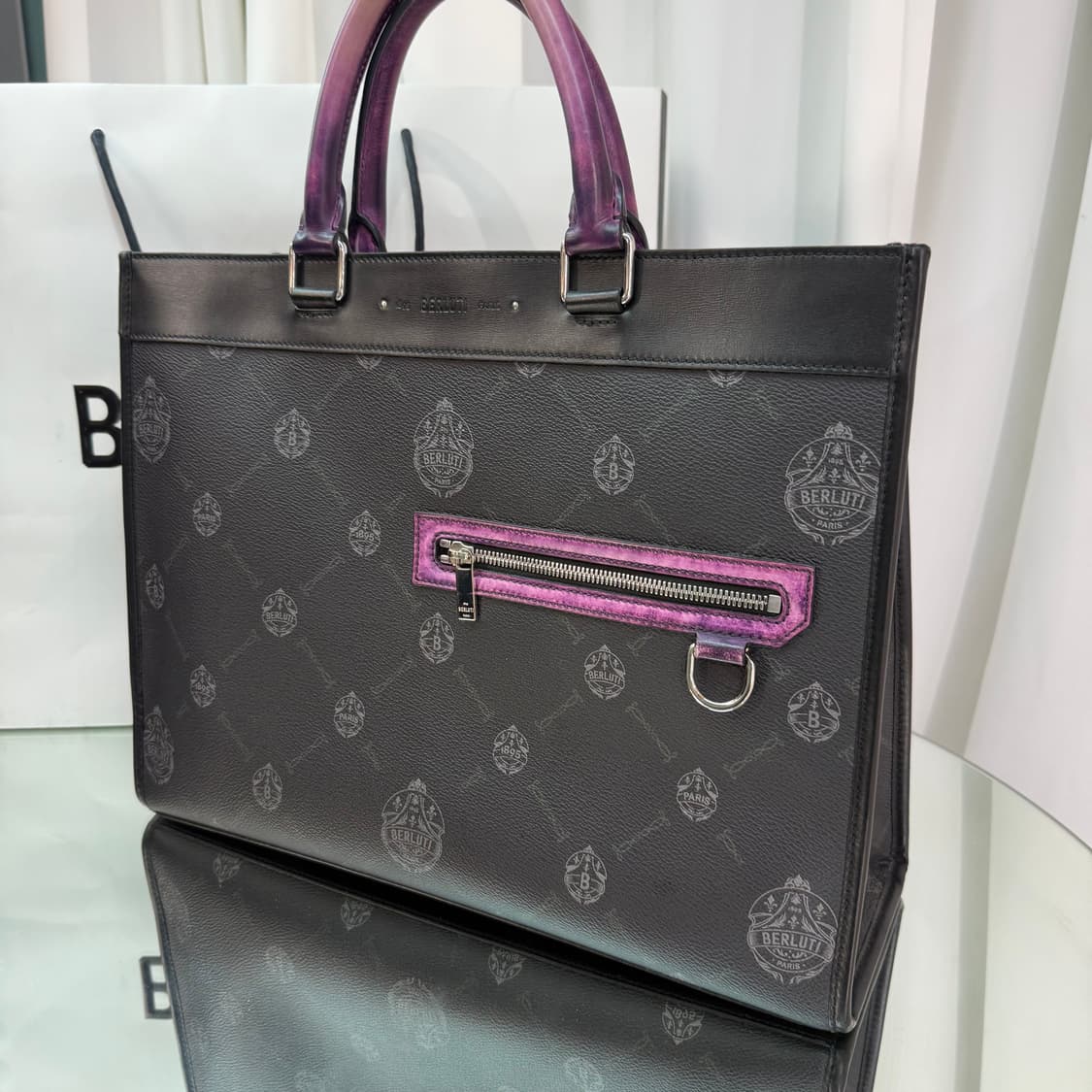 벨루티 시그니처 캔버스 앤 레더 투웨이 토트백  상품이미지3