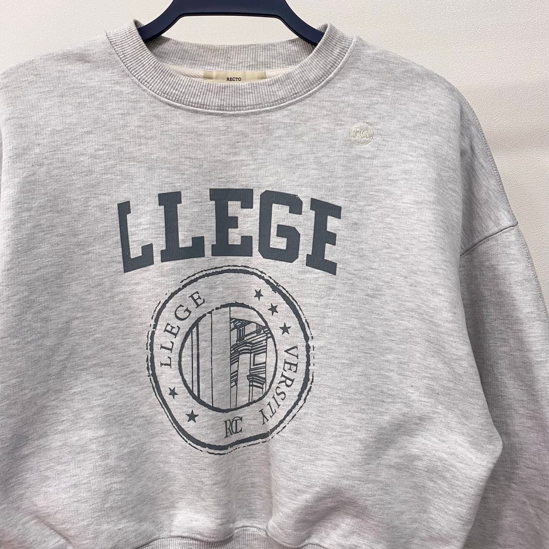 렉토 LLEGE 크롭 맨투맨 멜란지그레이 상품이미지3