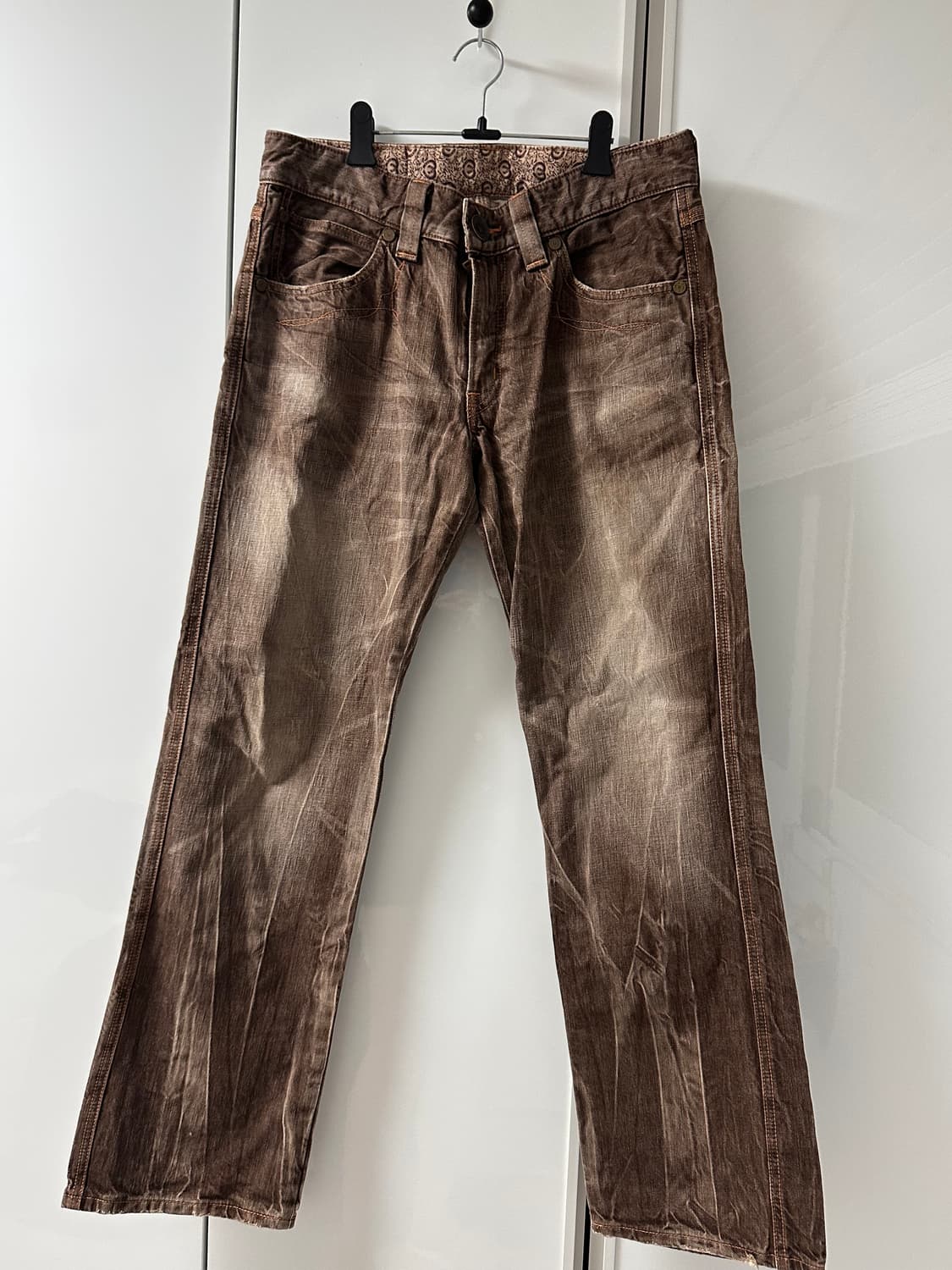 빈티지 워싱 브라운 데님 팬츠 상품이미지3