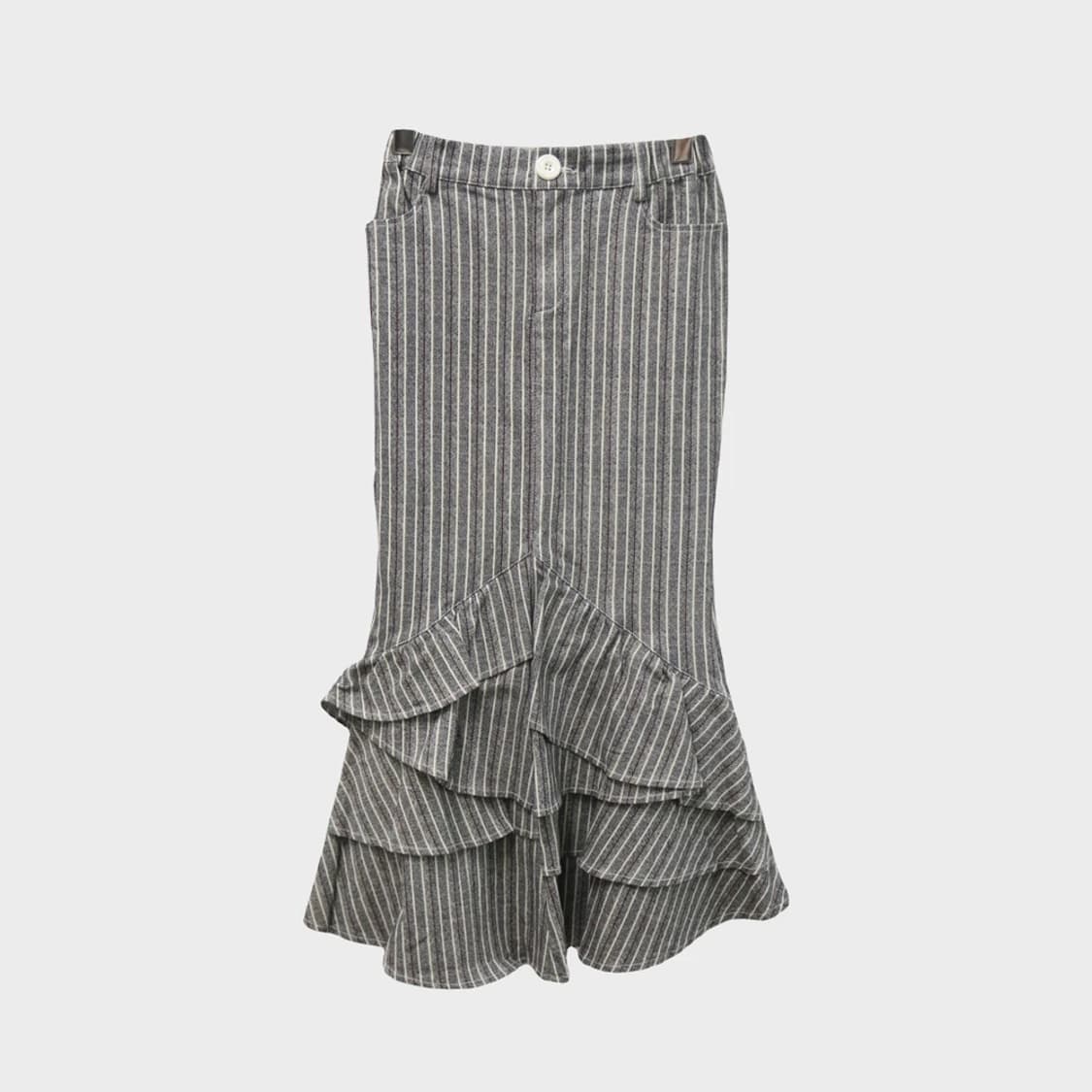 CANDAY 스트라이프 머메이드 프릴 롱스커트 62412 상품이미지1