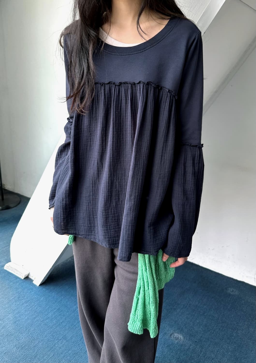 Design panel wide L/S top 상품이미지4