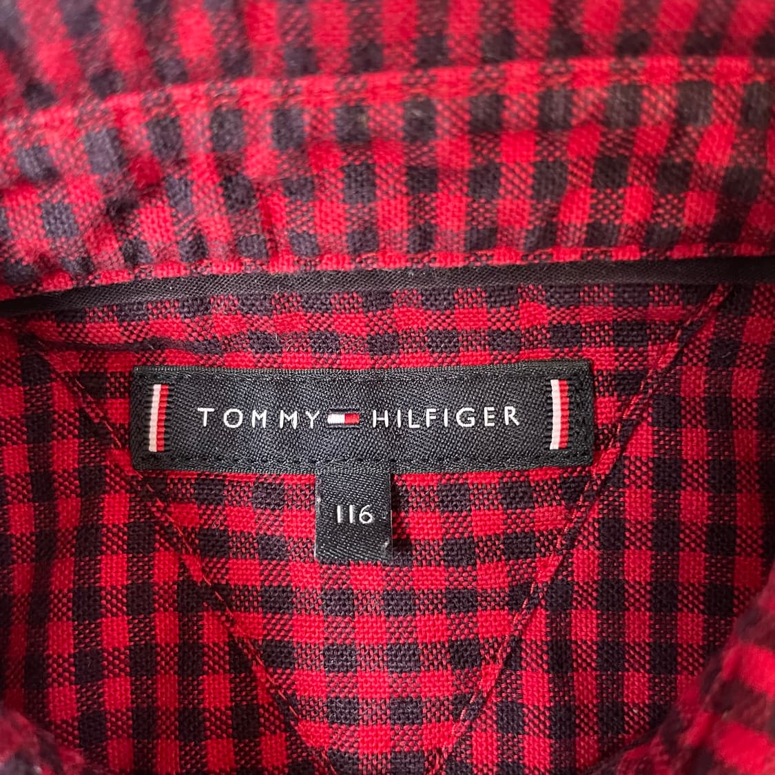 타미힐피거 키즈 레드 블랙 마이크로 체크 원포켓 긴팔 셔츠 116 상품이미지4