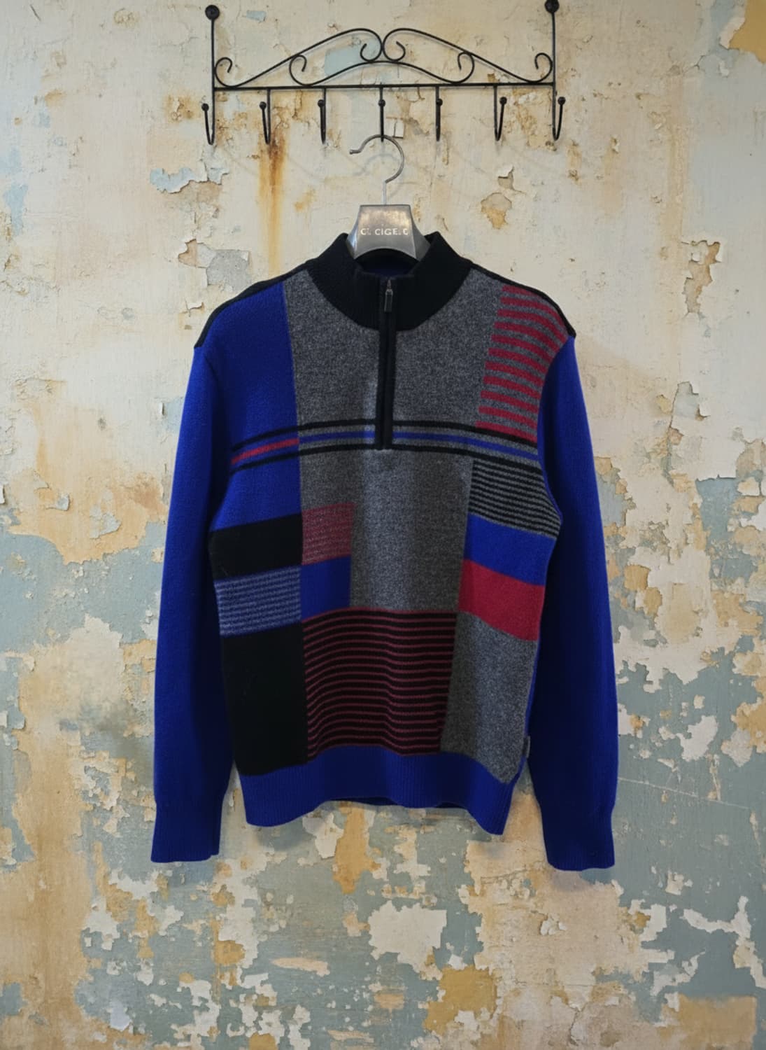 Zishen Homme 남성 배색 반집업 니트 95 상품이미지1