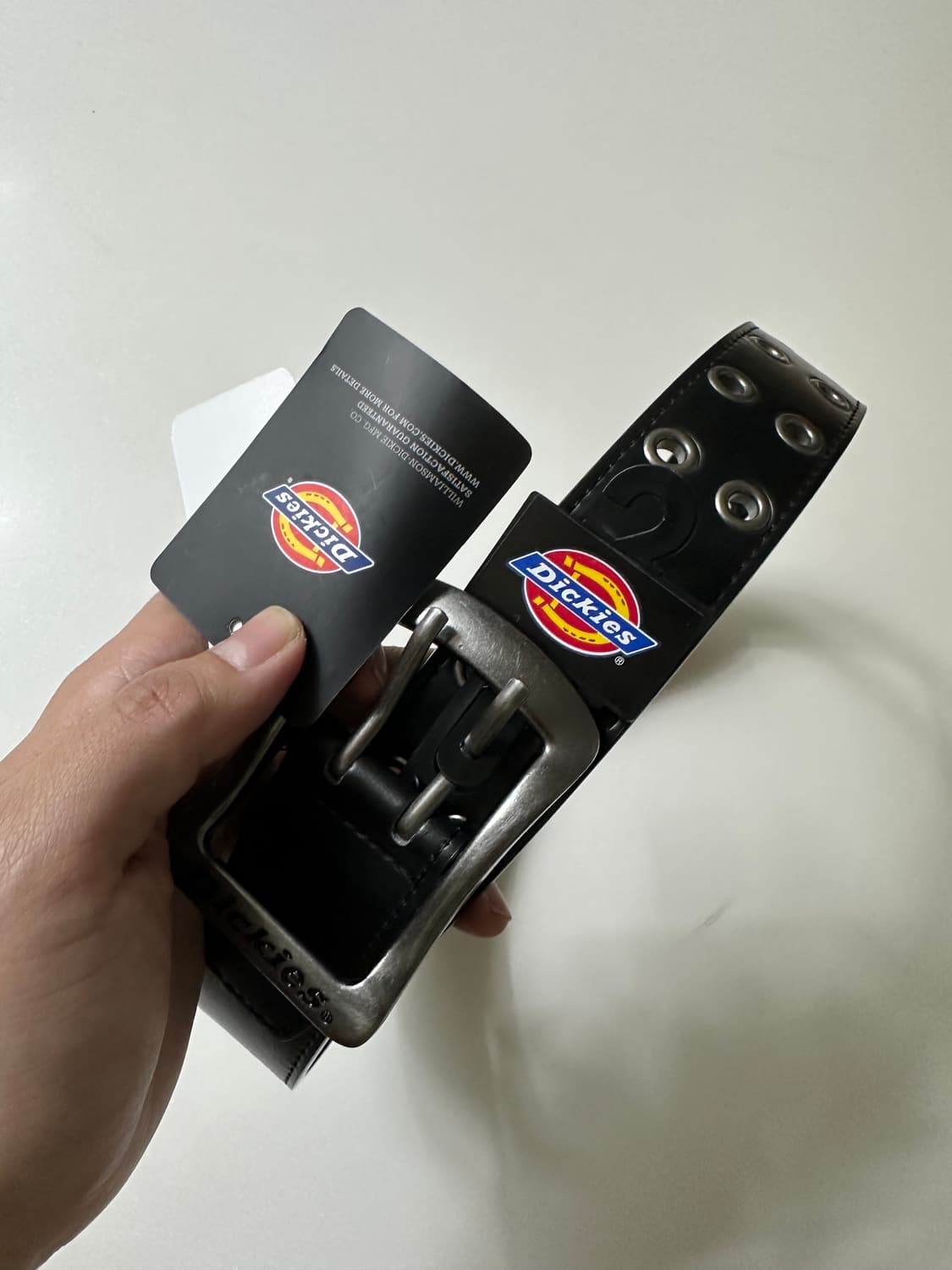 [새상품] 디키즈 더블 아일렛 레더 벨트 블랙 상품이미지1