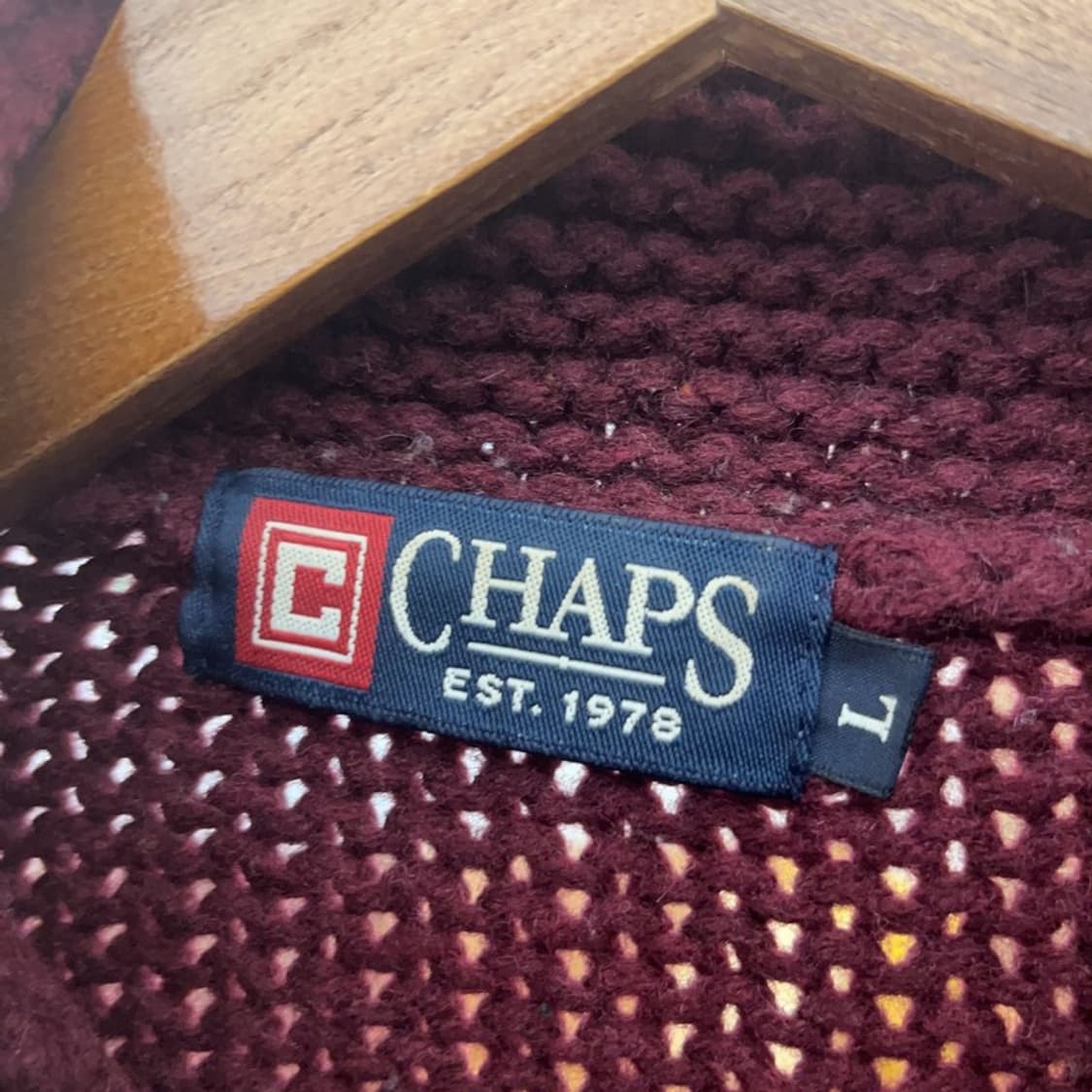 챕스 랄프로렌 코위찬 버건디 와인 니트 집업 가디건 L C08820 상품이미지5