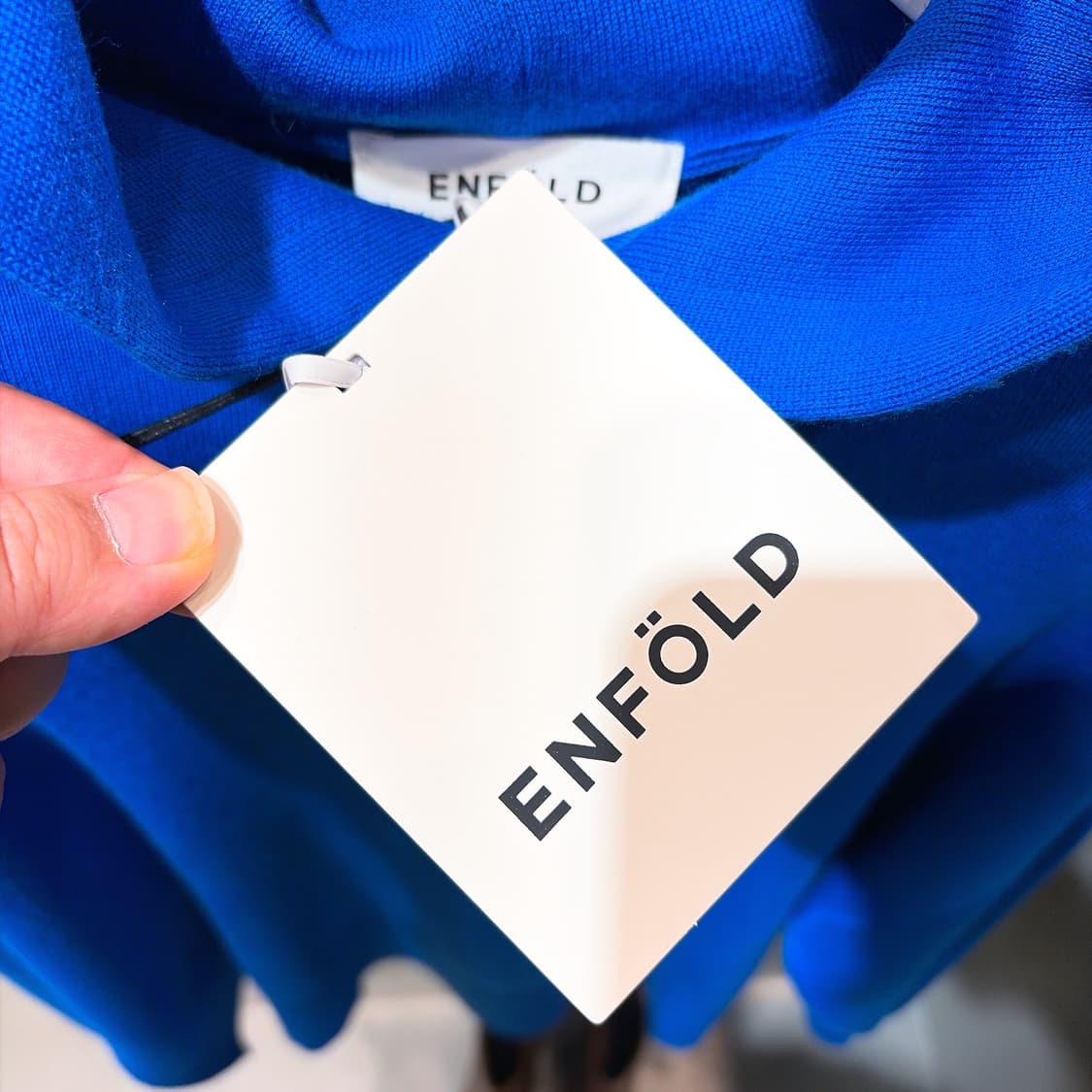 (정품/새상품) ENFOLD 엔폴드 여성 블루 울 후드 니트 상품이미지5