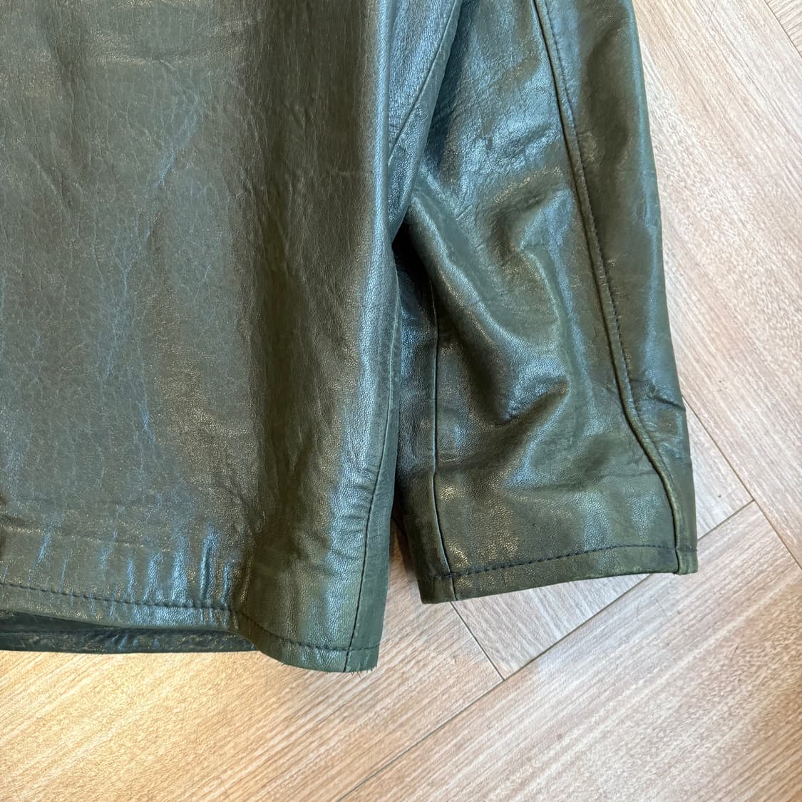 90s YSL 입생로랑 그린 양가죽 레더 자켓 상품이미지8