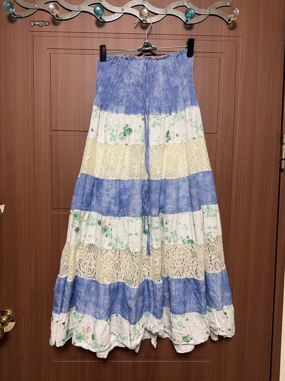 빈티지 모리걸 하구미 패치워크 레이스 롱스커트 상품이미지1