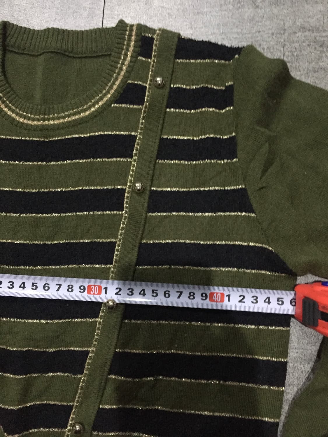 일본빈티지 하구미모리걸 달천깔페어리 트위드반짝이 니트스웨터 카키 상품이미지2