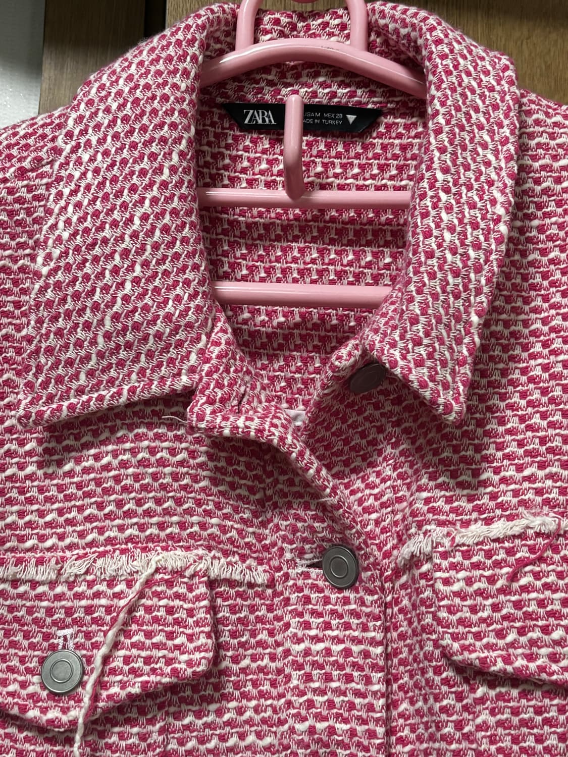 자라 핑크 트위드 크롭 자켓 상품이미지2