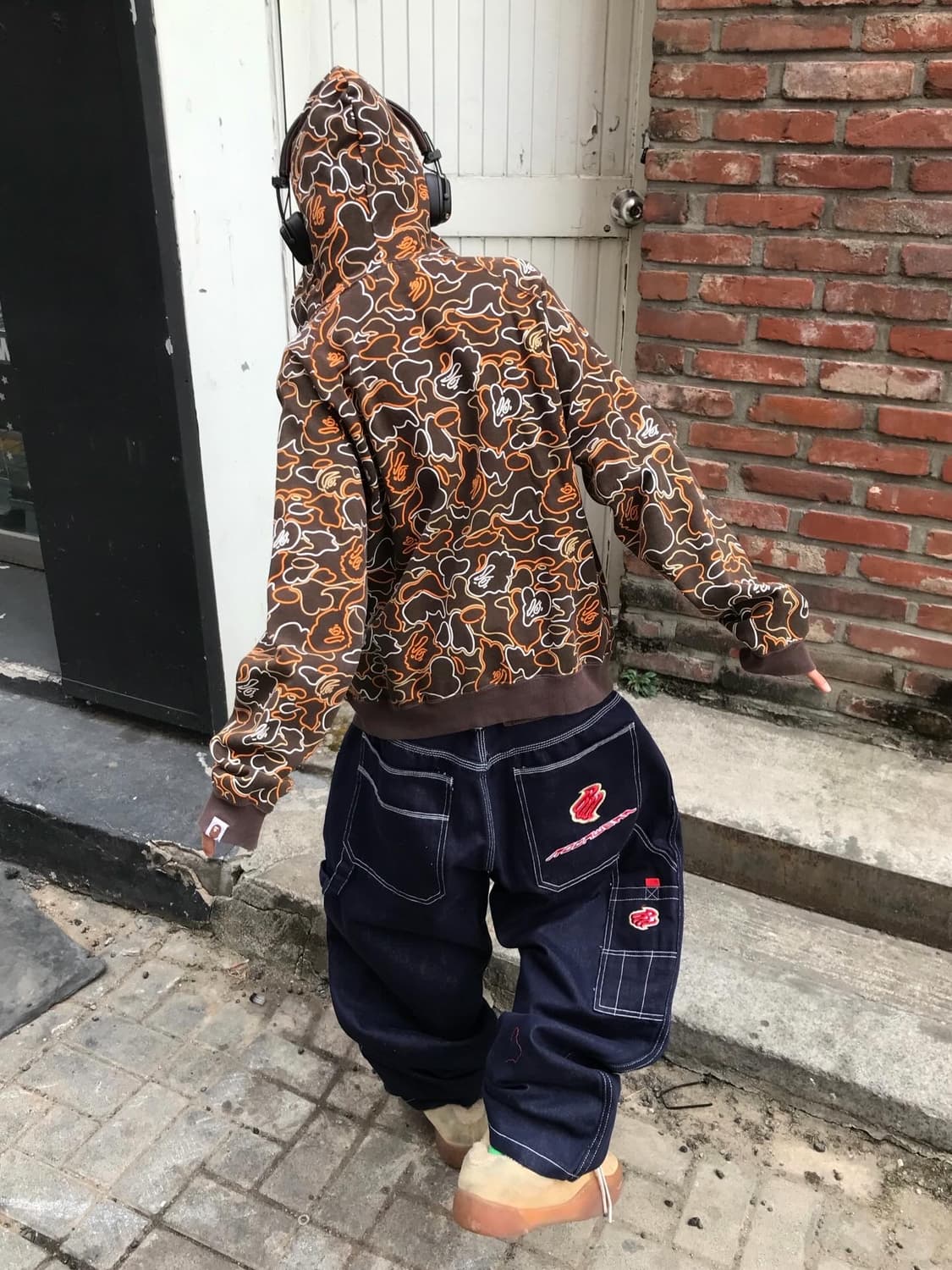 Bape Neon Brown Two-Way Hood Zip-Up 상품이미지3