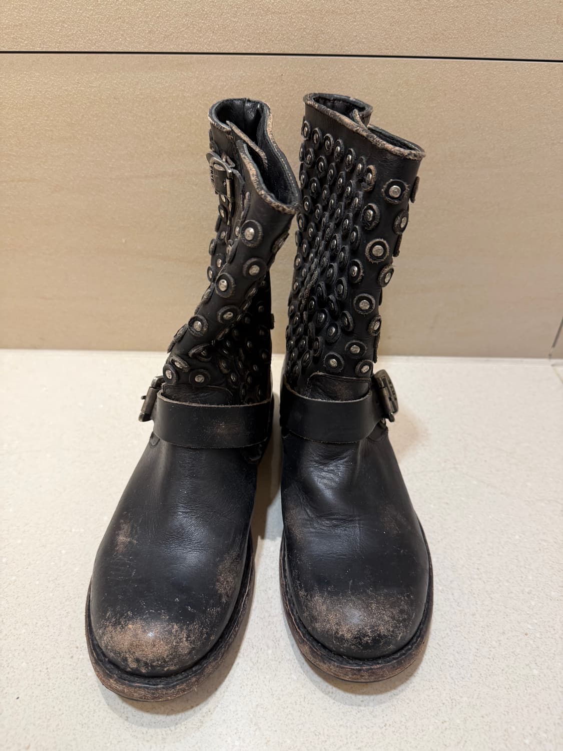 FRYE 프라이 블랙 스터드 부츠 6.5 앵클부츠 바이커 미들부츠 디젤 상품이미지1