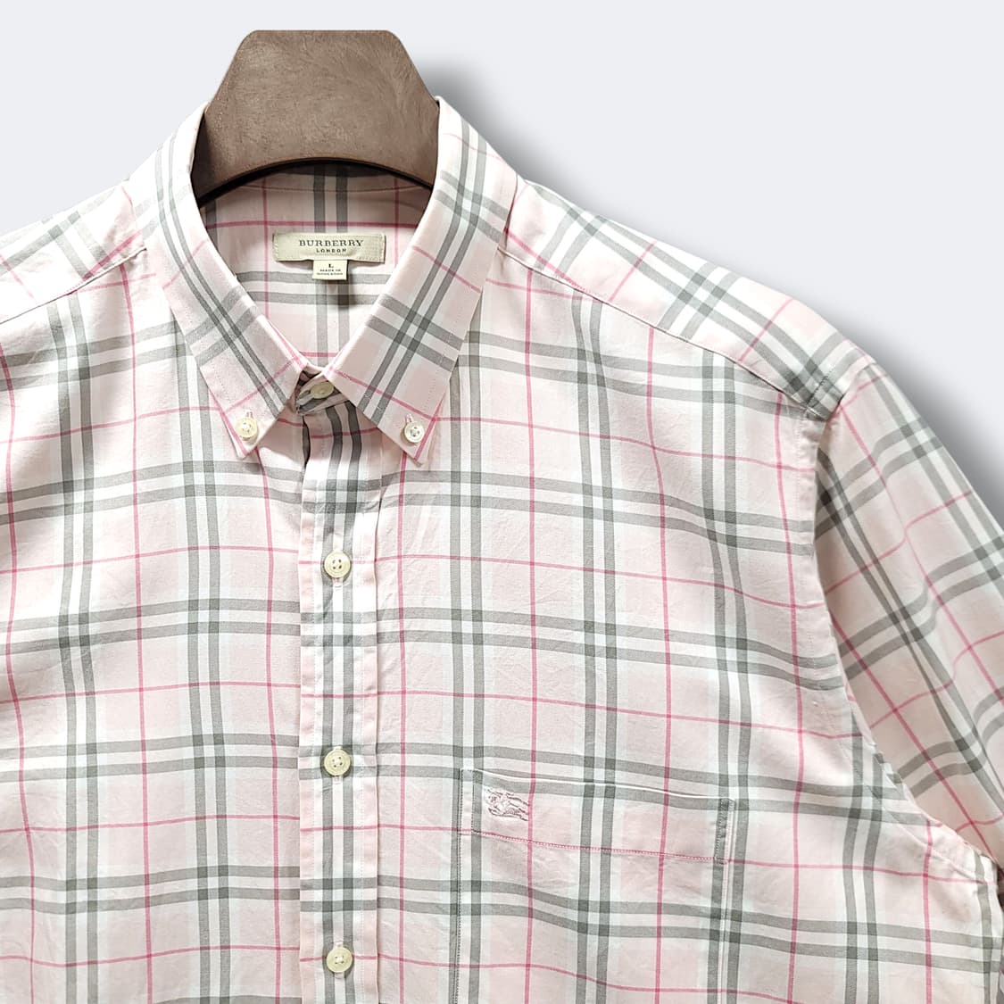 [L] 버버리 라이트핑크 시그니처 노바체크 긴팔셔츠 상품이미지4