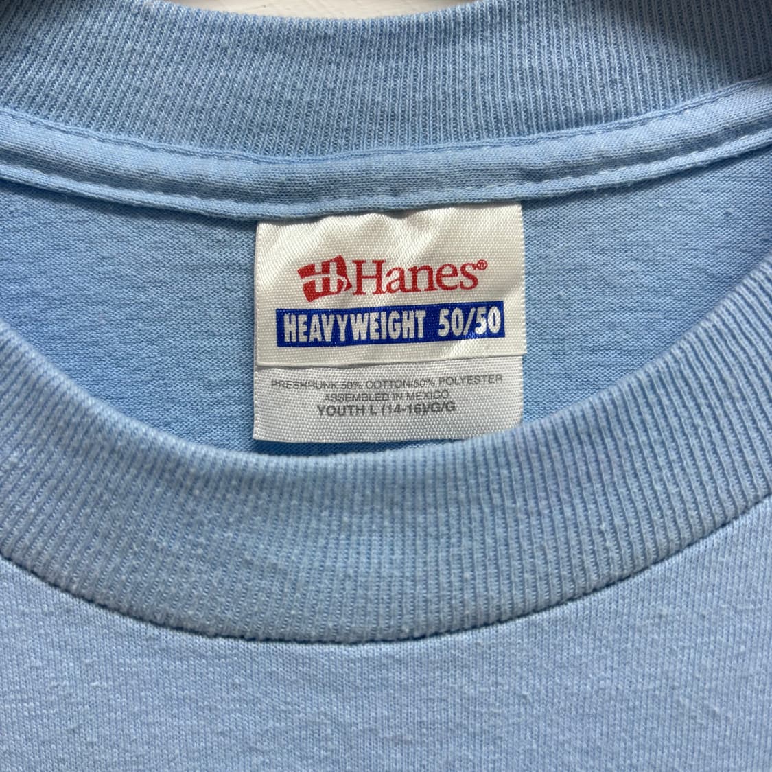 90s Hanes 헤인즈 하늘색 빈티지 반팔티 티셔츠 L 상품이미지2