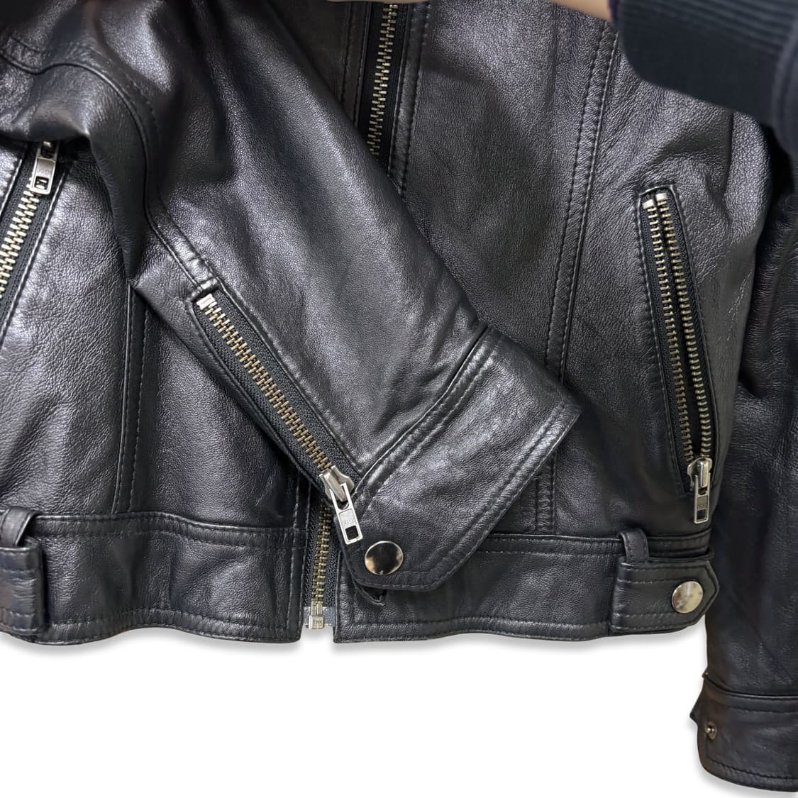 빈티지 디테일 페이크 레더 자켓 블랙 상품이미지3