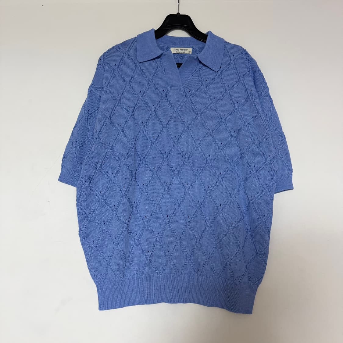 새상품 남자 봄 여름 카라넥 반팔 니트 (블루) 상품이미지1