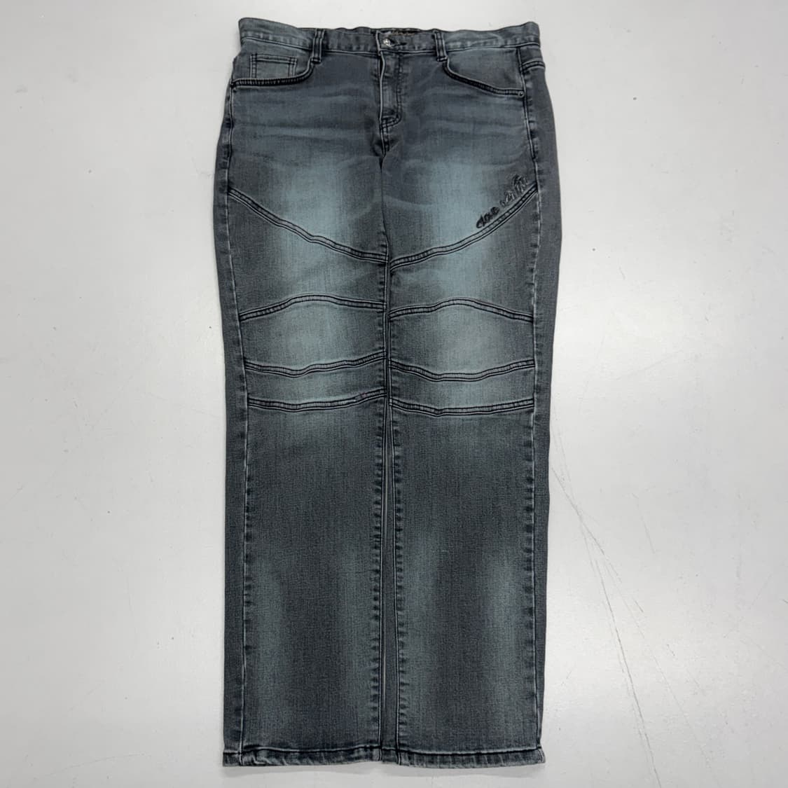 클라우드 72 스컬 해골 자수 새깅 락 펑크 바이커 데님팬츠 상품이미지2