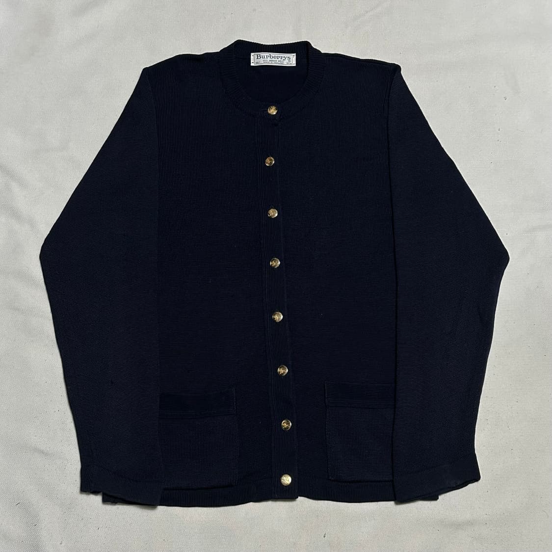 36 버버리 골드 버튼 메리노 울 네이비 가디건 상품이미지2