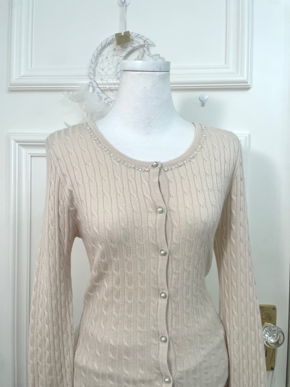 beige cubic point twist slim cardigan 상품이미지4
