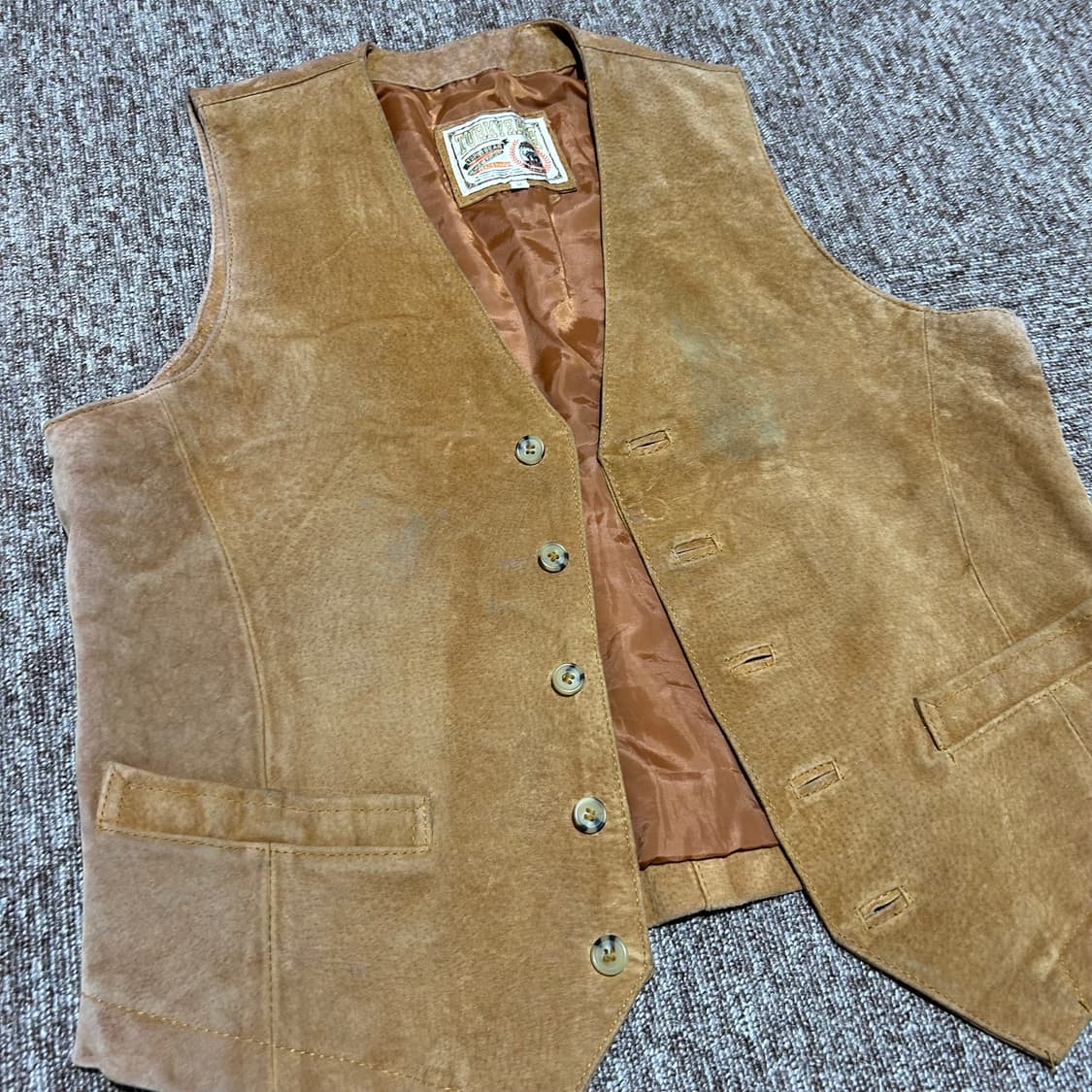 M) TURKY BEAR 돈피 피그스킨 가죽 조끼 베스 상품이미지2