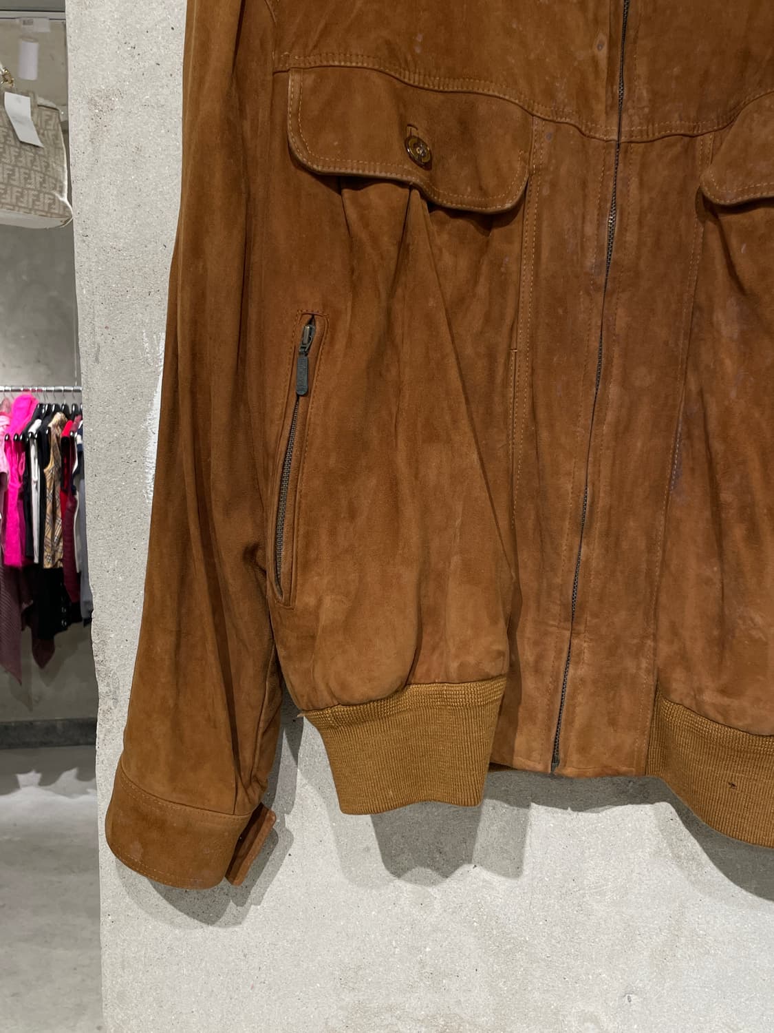 버버리 90’s 브라운 하이넥 스웨이드 집업 블루종 상품이미지4