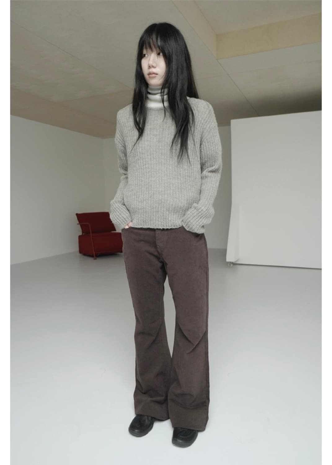 애프터먼데이 warm boots-cut cotton pants brown 상품이미지1