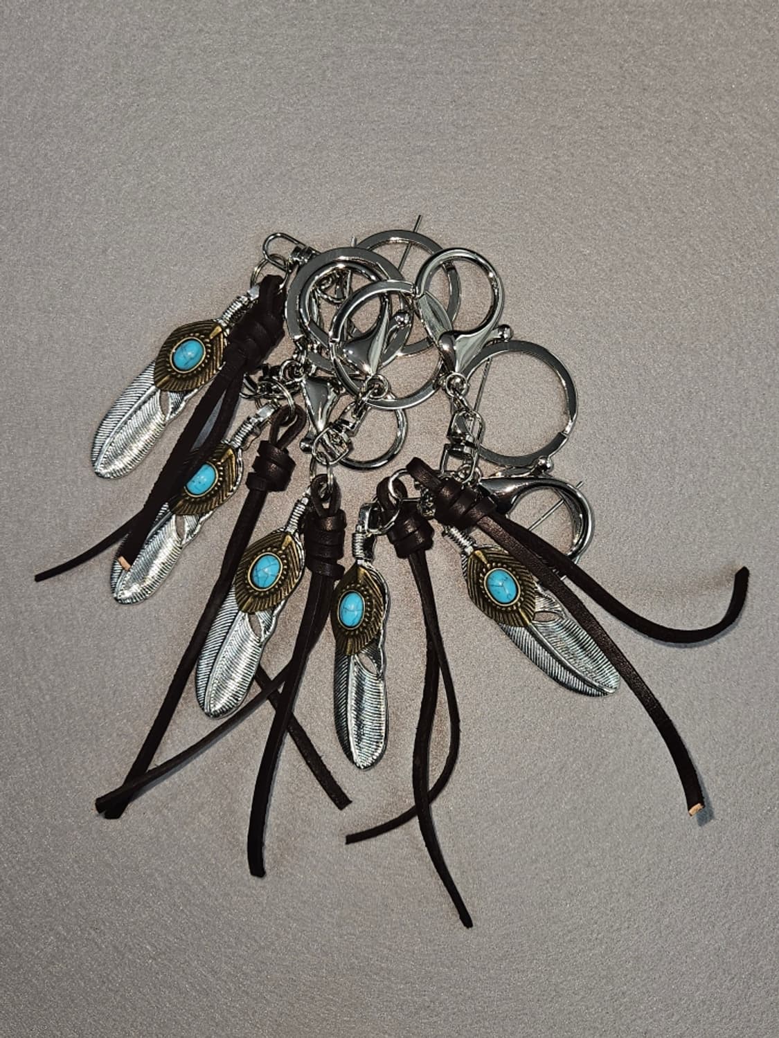 핸드메이드 레더스트링 터키석 메탈페더 키링 ( OS ) / 11530 상품이미지3