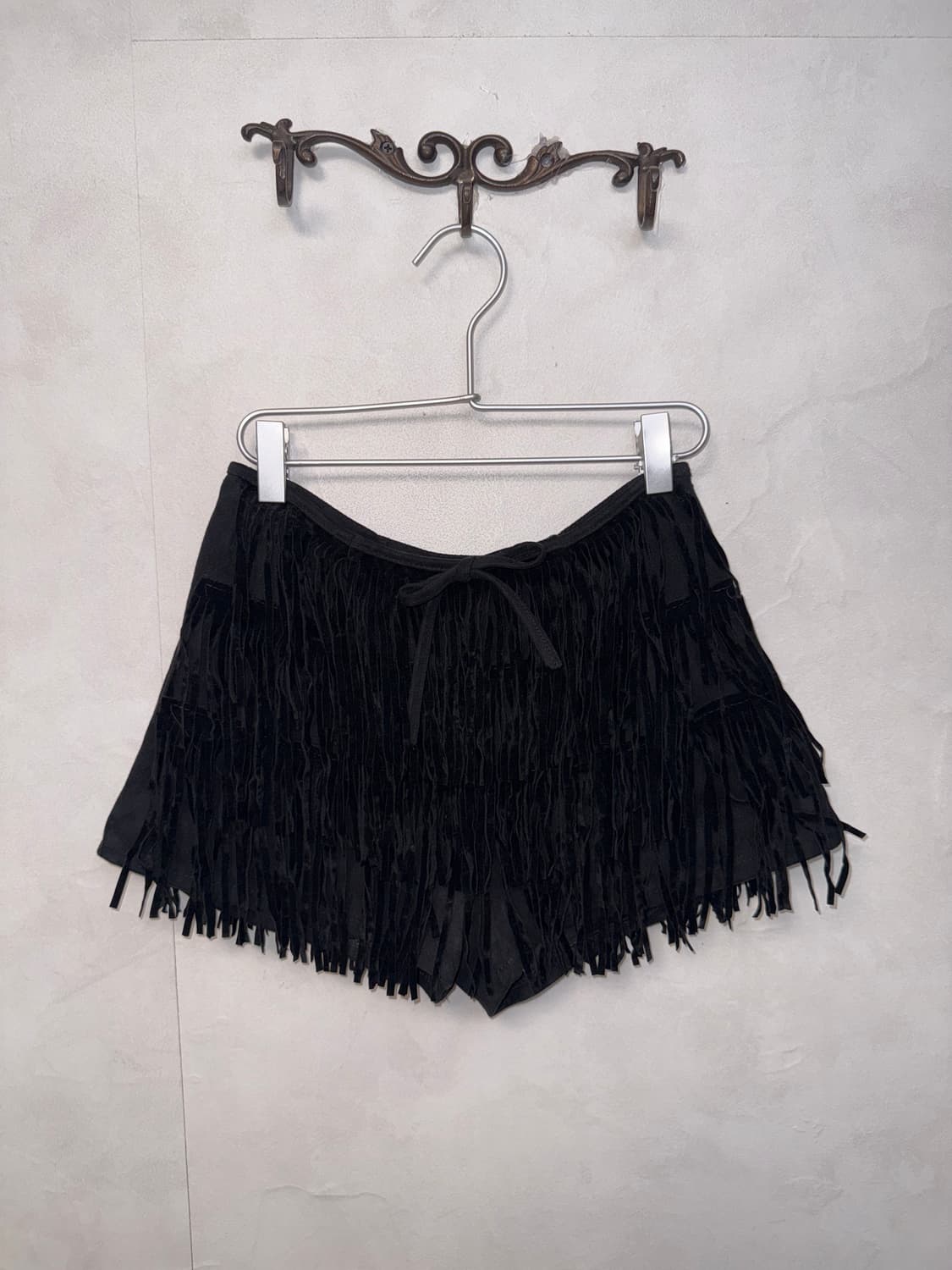 Black western suede fringe short pants 상품이미지1