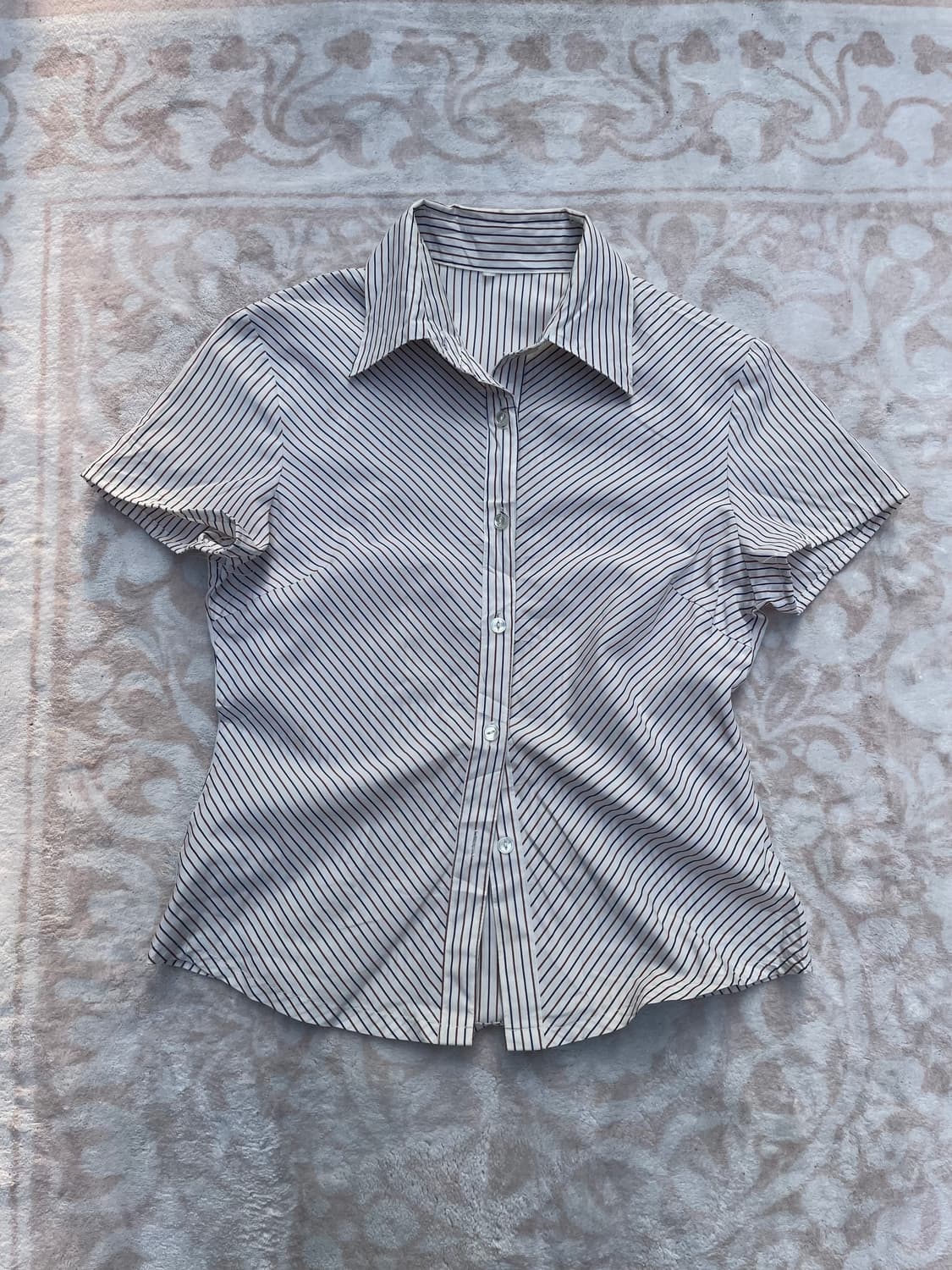 Y2K Slim Stripe Short Sleeve Shirt  상품이미지1